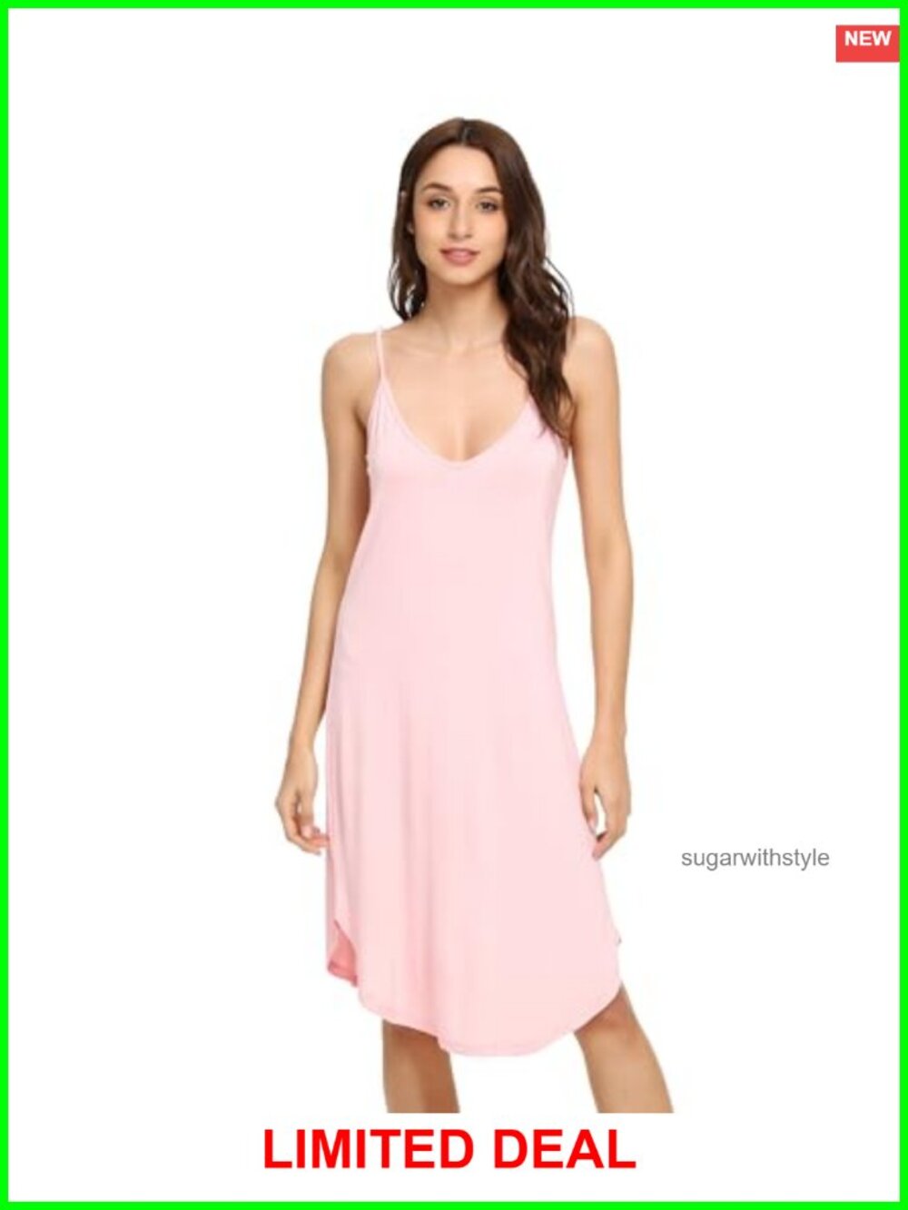 Bamboo Viscose Slip Dress Chemise Nightgown Adjustable Straps Relaxed Fit